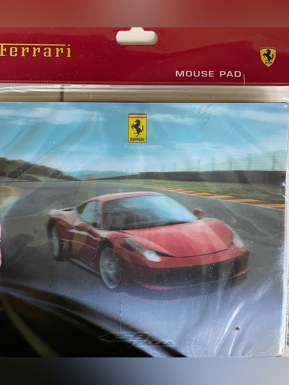 Ferrari Red and Blue Printed Racing Mouse Pad